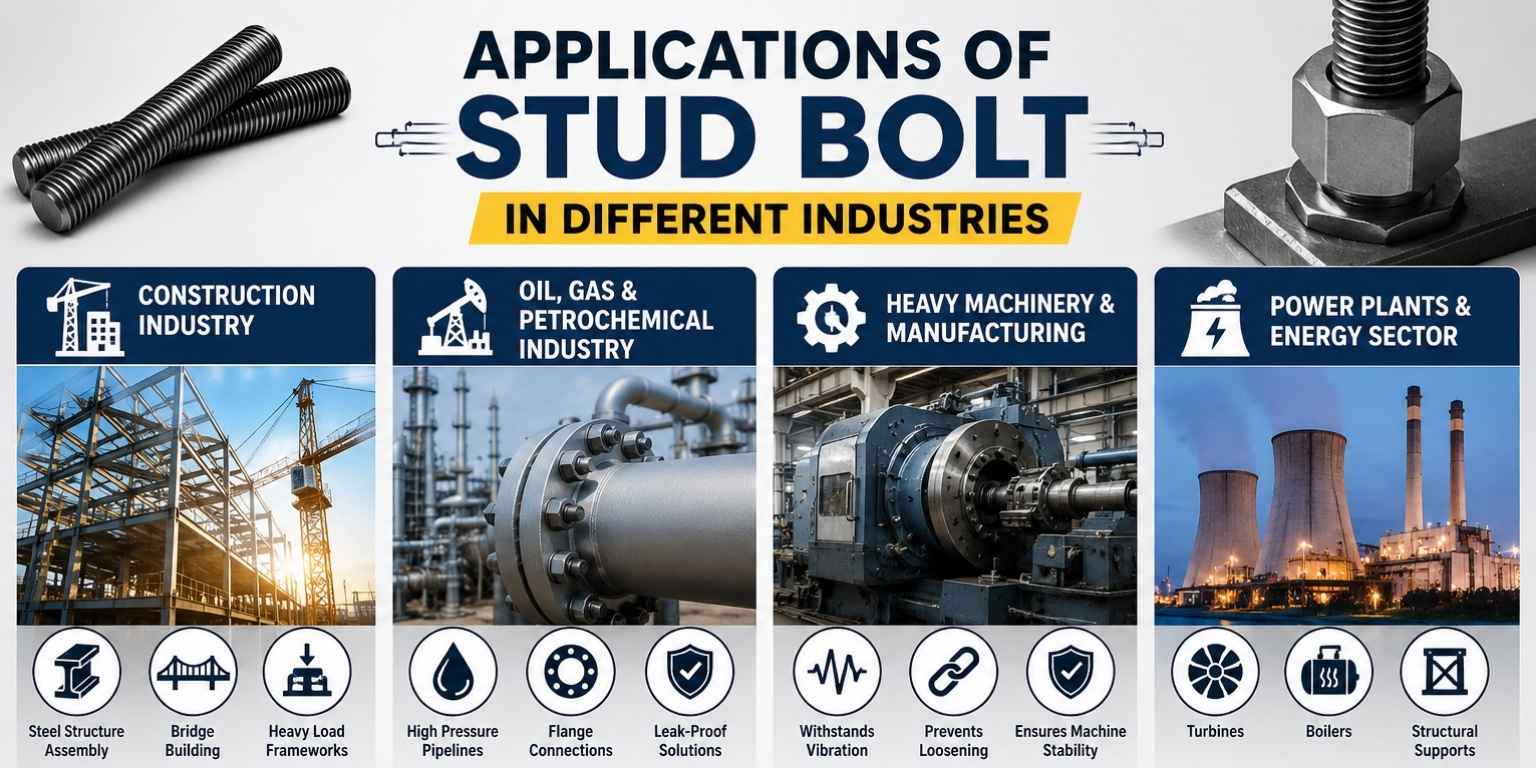 Applications of Stud Bolt in Different Industries - LG Industries