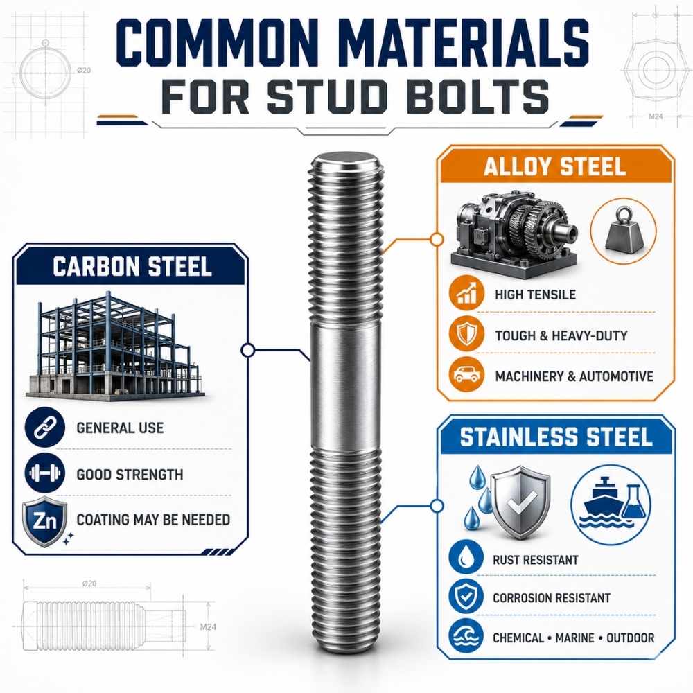 Common Materials Used for Manufacturing Stud Bolts - LG Industries Common Materials Used for Manufacturing Stud Bolts - LG Industries